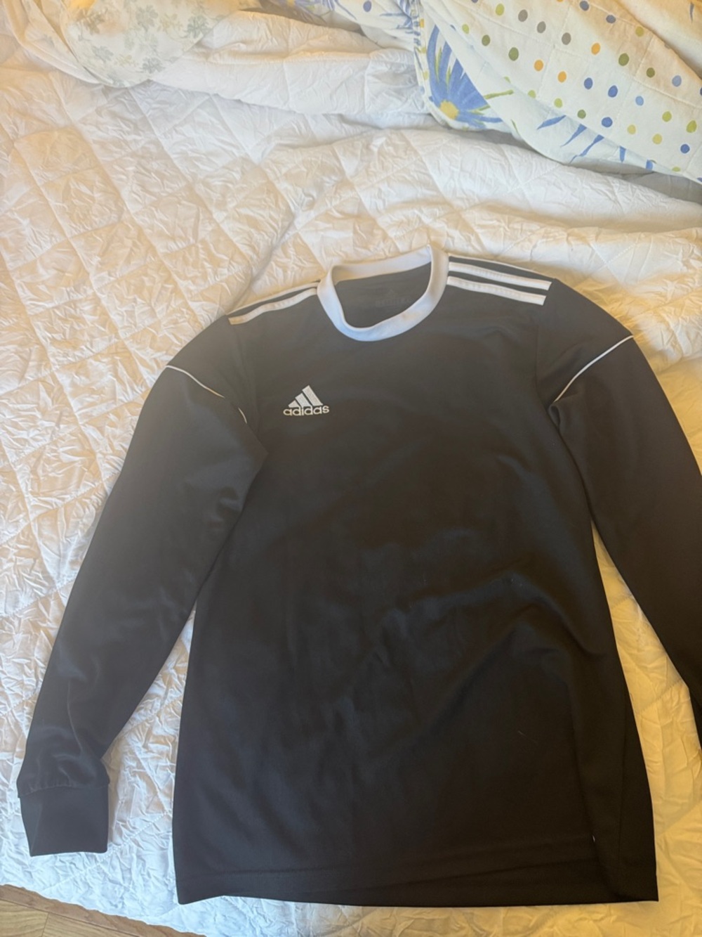 adidas Black Long-Sleeve Performance Top with White Accents